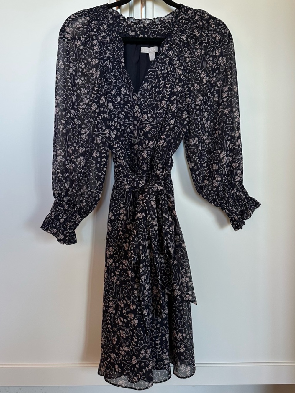 Chelsea28 Navy Floral Wrap Dress with Tie